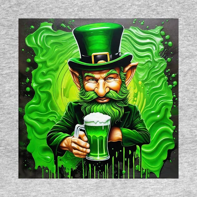 St. Patrick's Day Leprechaun Drinking Green Beer by A.i. Monster Designs